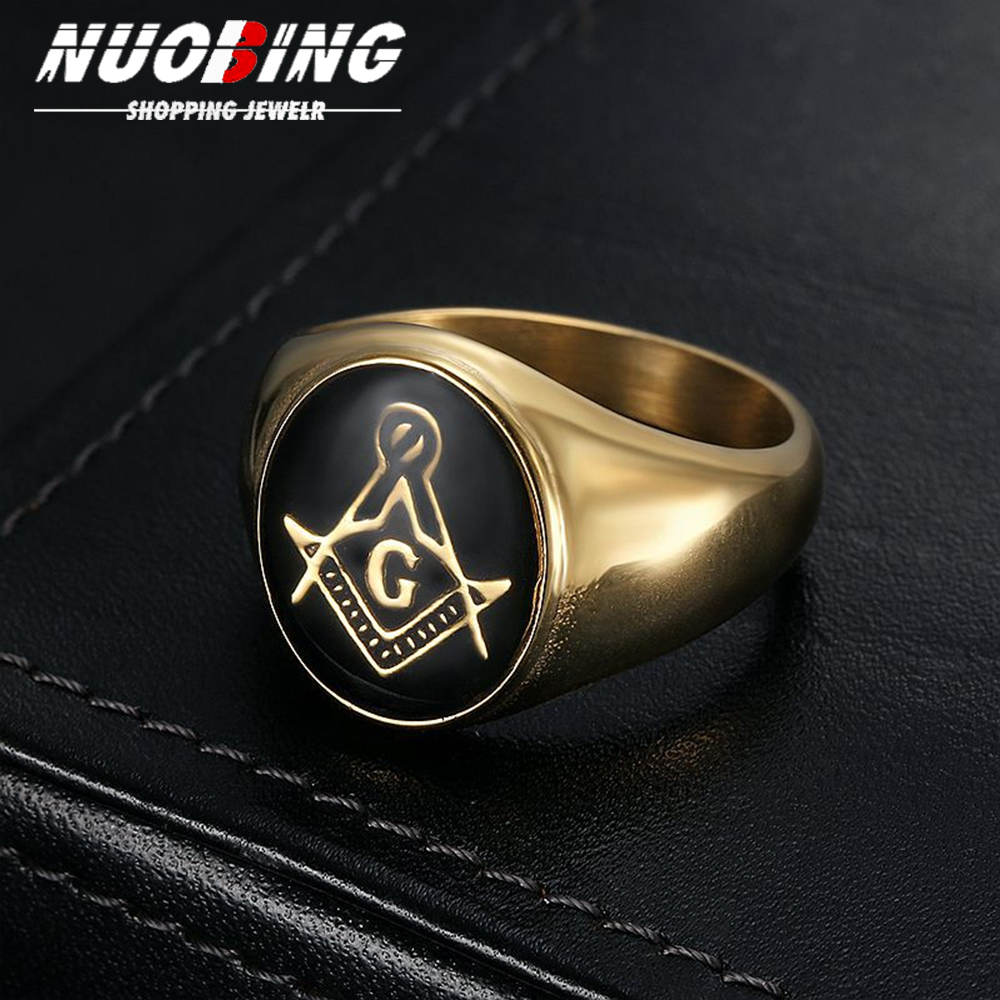 Men Accessories For Wedding - Anillo masónico de acero inoxidable 316L