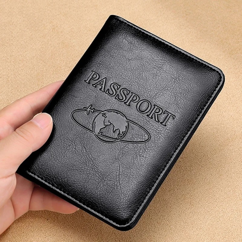 Passport Wallet Rfid - Funda de pasaporte de cuero genuino
