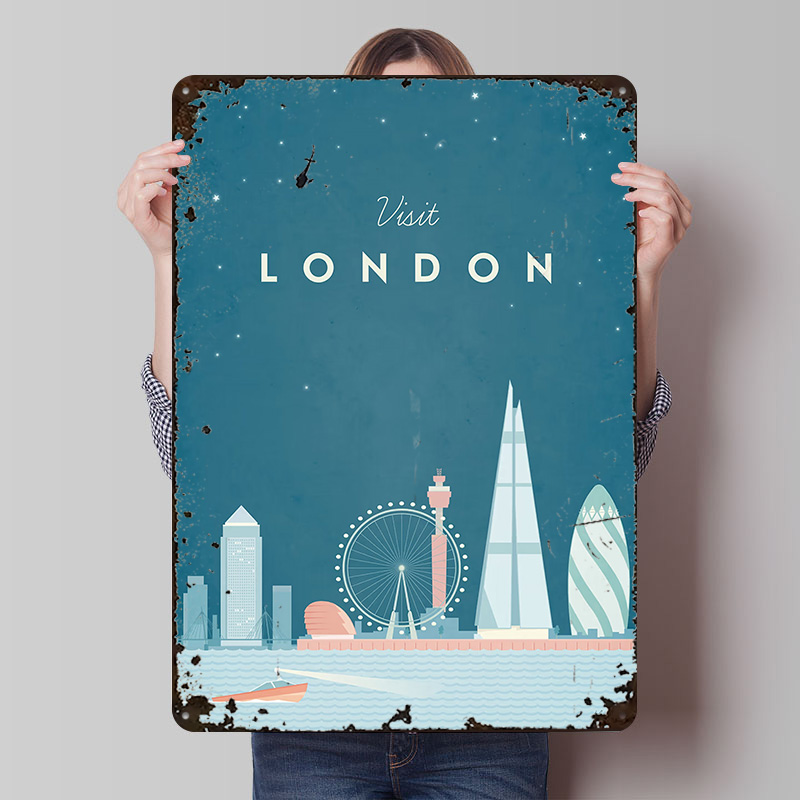 Men'S Accessories London - Póster Metálico de Londres, Arte de