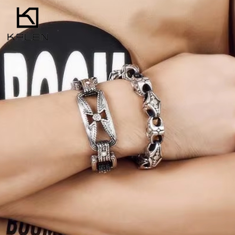 Men Accessories Bd - KALEN-pulsera cruzada Punk de acero inoxidable