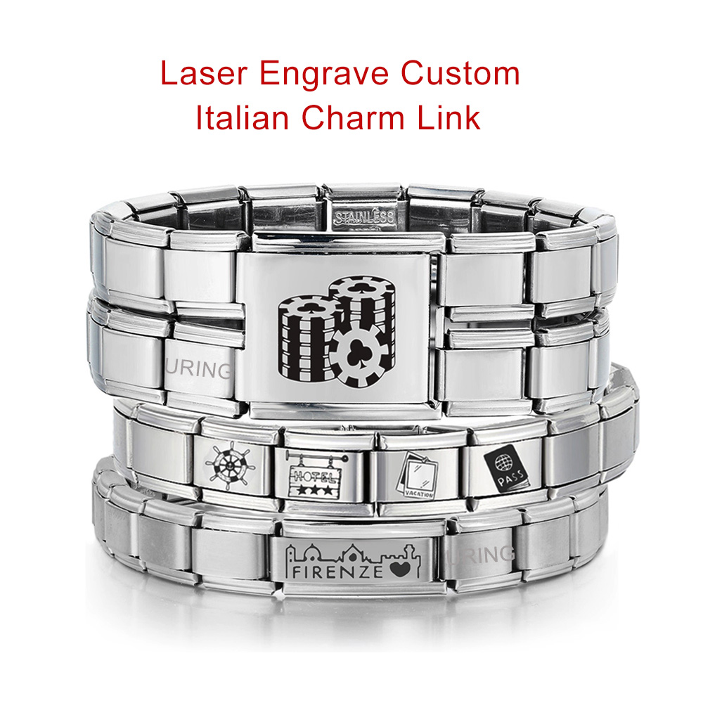 Bead Bracelet Men - URING personalizado grabado láser italiano encanto