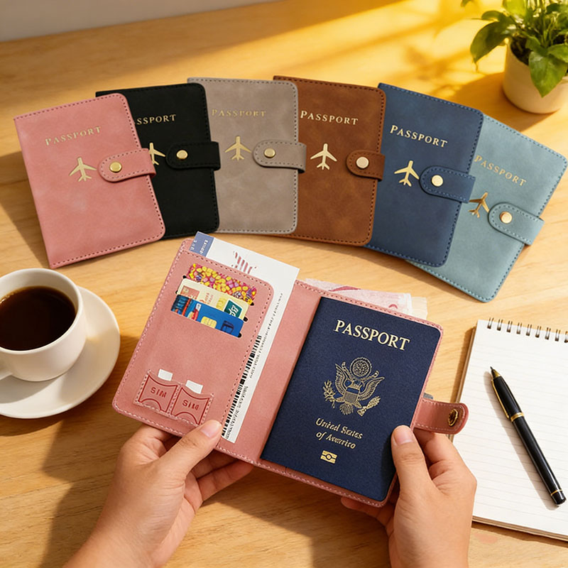 Passport Wallet Rfid - Funda de cuero para pasaporte, estuche