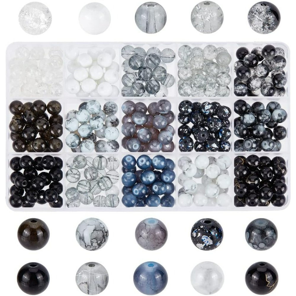 Bead Bracelet Men - 300 Uds. Cuentas de vidrio negro