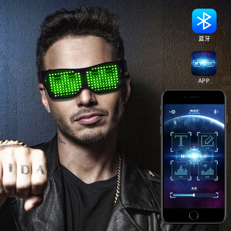 Men Accessories App - Gafas LED para Adultos, con Control