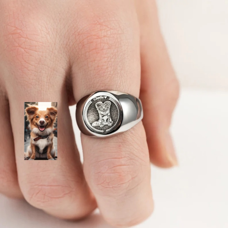 Anillo de sello con foto graba - Men Accessories Wedding reseña y precio