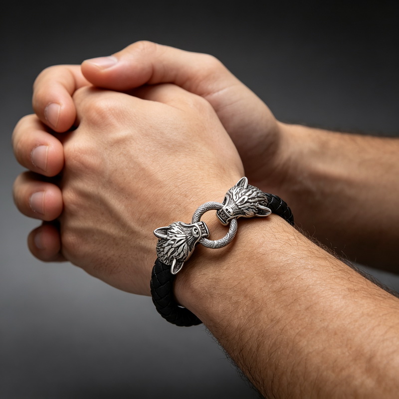 Pulsera de Cuero Trenzado con  - Men Accessories Bd reseña y precio