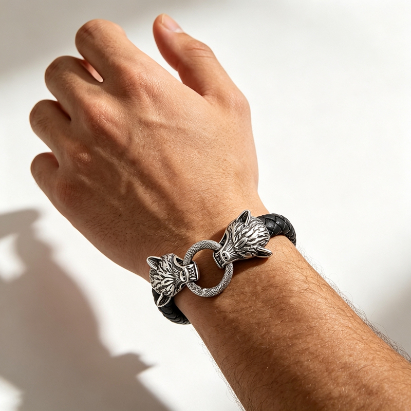 Pulsera de Cuero Trenzado con  - Men Accessories Bd reseña y precio