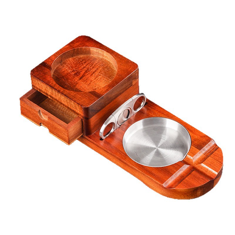 Cenicero de madera maciza con  - Cigar Cutter Set reseña y precio