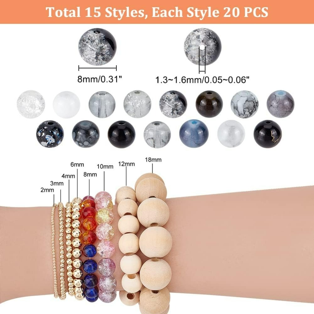 300 Uds. Cuentas de vidrio neg - Bead Bracelet Men reseña y precio